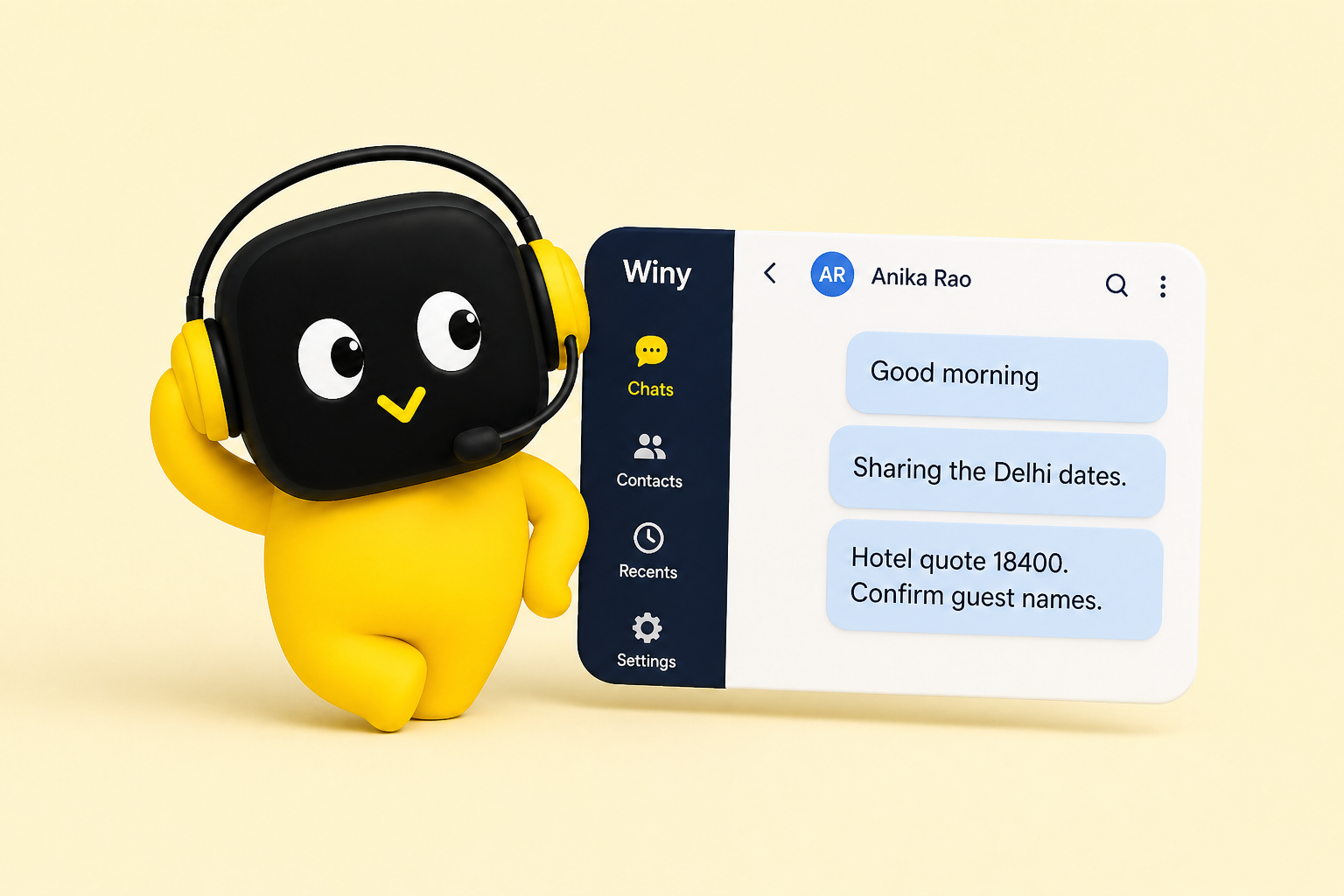 Winy answering a common WhatsApp question